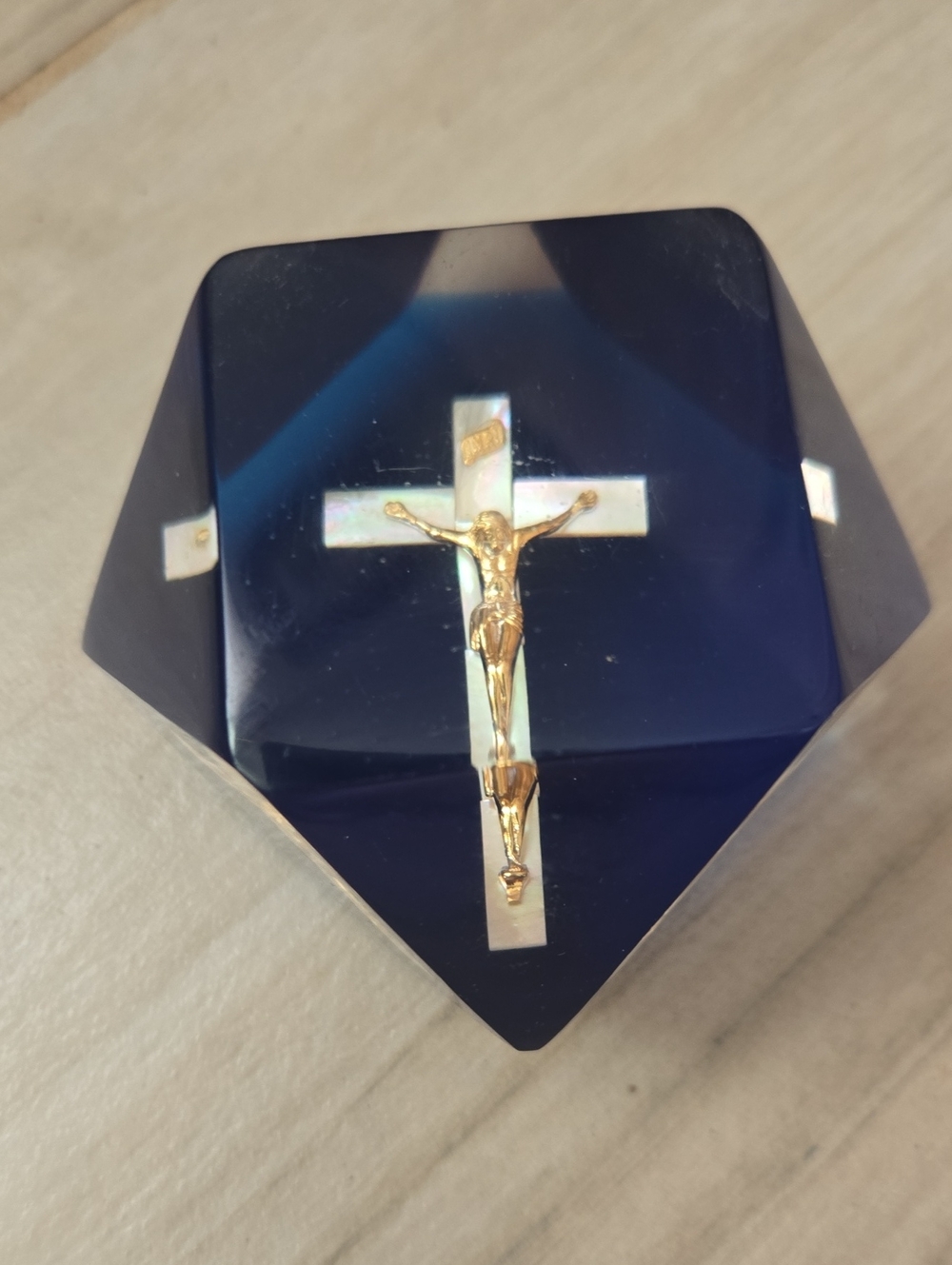 Vintage Acrylic Crucifix Paperweight